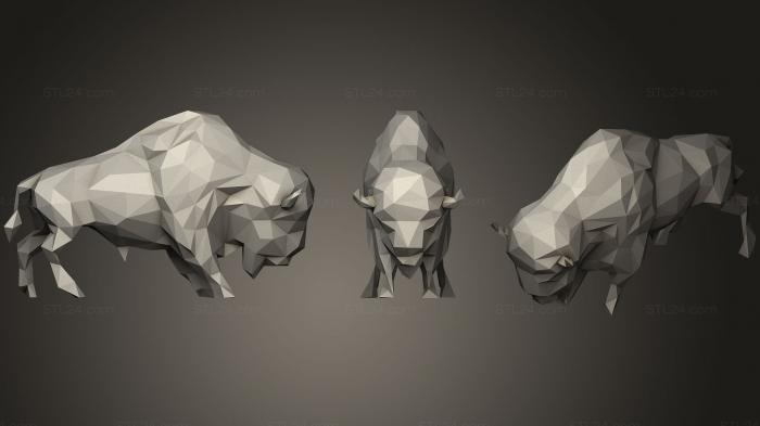Animal figurines (Geodesic Bison, STKJ_0998) 3D models for cnc